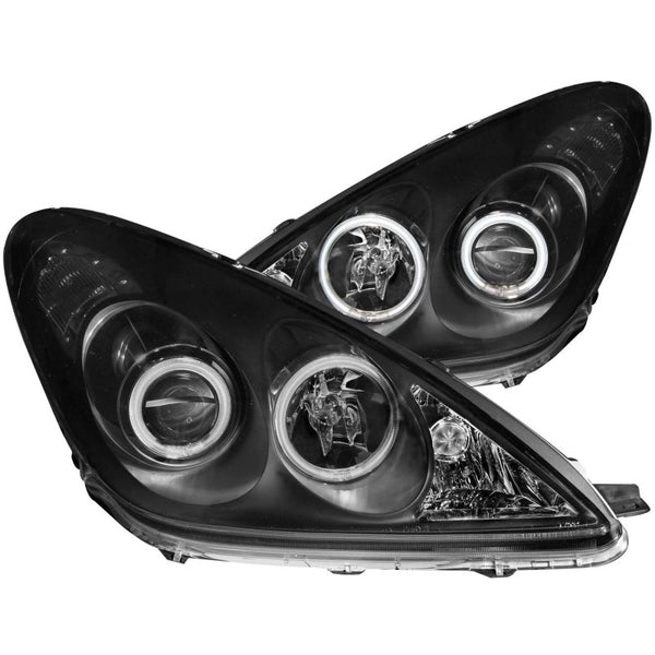 ANZO 2002-2003 Lexus Es300 Projector Headlights w/ Halo Black - Bull Strap