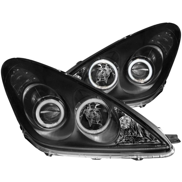 ANZO 2002-2003 Lexus Es300 Projector Headlights w/ Halo Black - Bull Strap