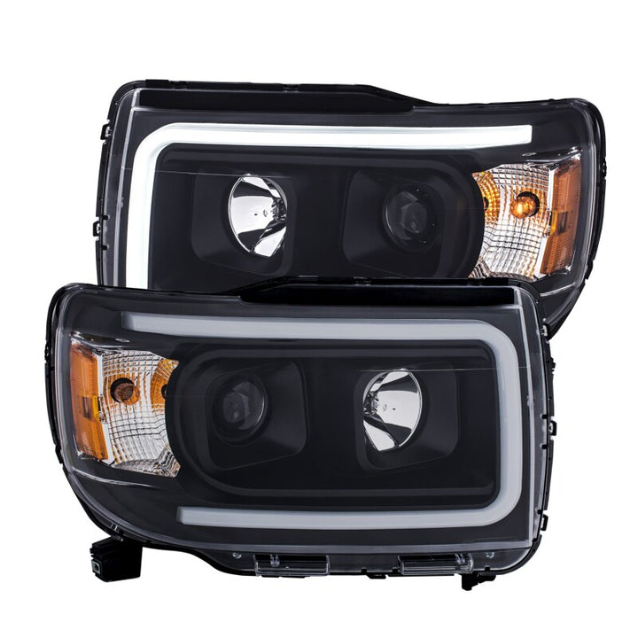 ANZO 2015+ GMC Canyon Projector Headlights w/ Plank Style Design Black w/ Amber - Bull Strap