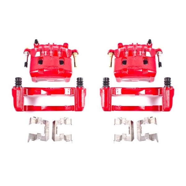 Power Stop 16-17 Subaru Crosstrek Front Red Calipers w/Brackets - Pair - Bull Strap