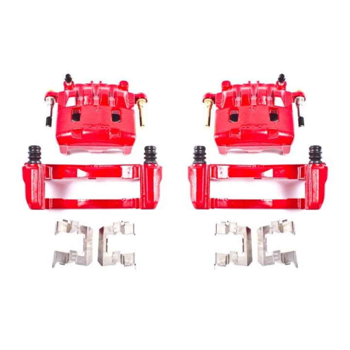 Power Stop 16-17 Subaru Crosstrek Front Red Calipers w/Brackets - Pair - Bull Strap