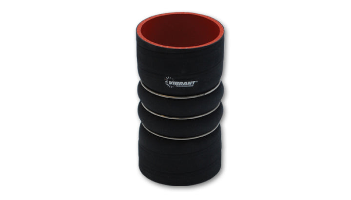 Vibrant 4 Ply Aramid Reinf Silicone Hump Hose conn 3in ID x 6in long 3 reinforcement ring MATTE BLK - Bull Strap