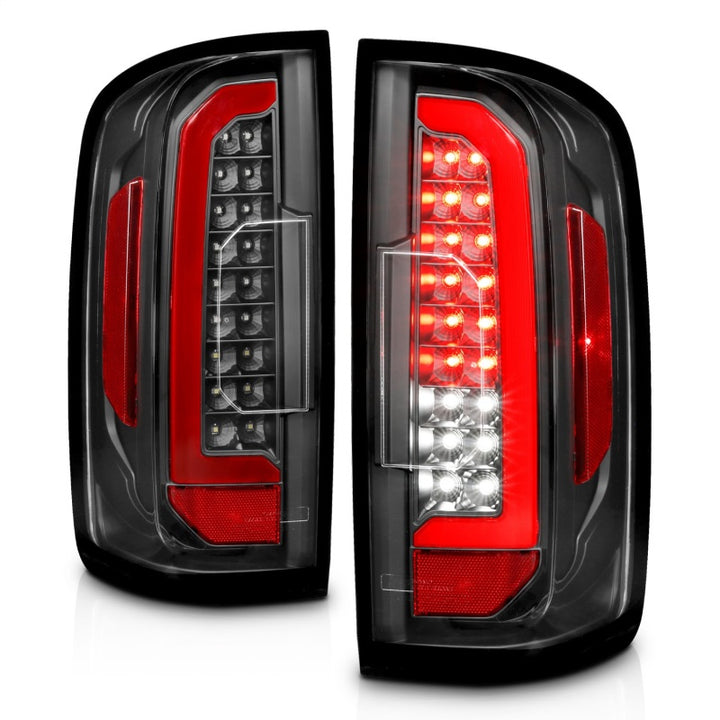 ANZO 15-21 Chevrolet Colorado Full LED Tail Lights w/ Red Lightbar Black Housing Clear Lens - Bull Strap