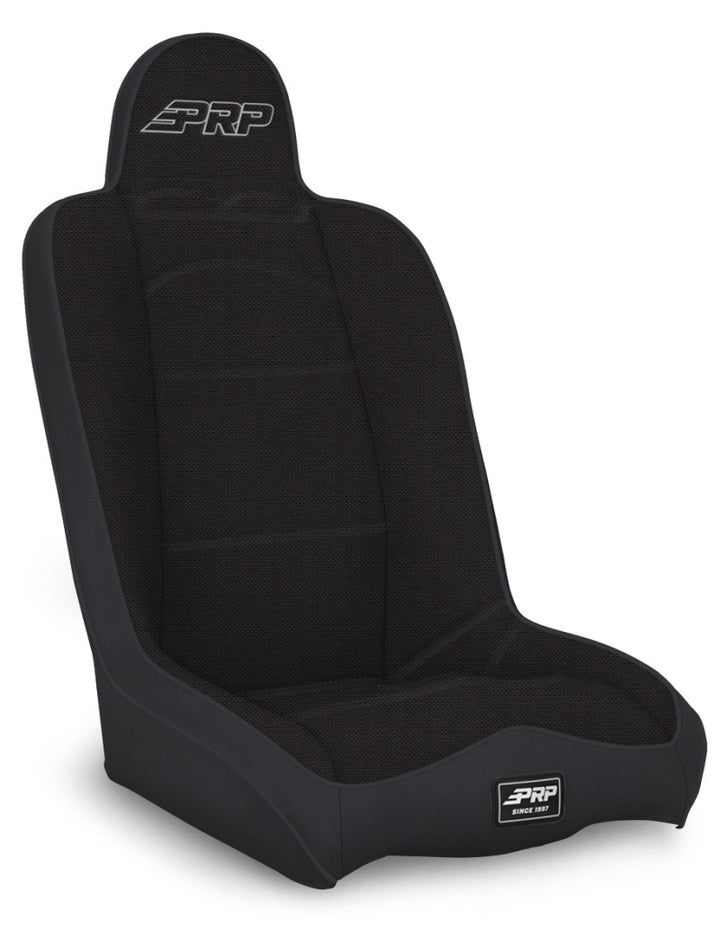 PRP Daily Driver High Back Suspension Seat (Two Neck Slots) - All Black - Bull Strap