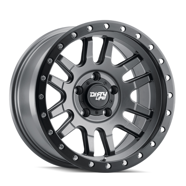 Dirty Life 9309 Canyon Pro 17x9/5x127 BP/-12mm Offset/71.5mm Hub Satin Graphite Wheel - Beadlock - Bull Strap