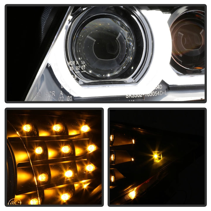 Spyder 09-12 BMW E90 3-Series 4DR Projector Headlights Halogen - LED - Black - PRO-YD-BMWE9009-BK - Bull Strap