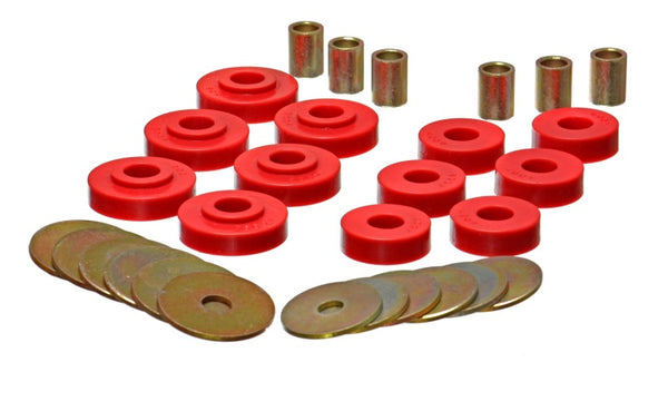 Energy Suspension GM Corvette Red Body Mount Set - Bull Strap