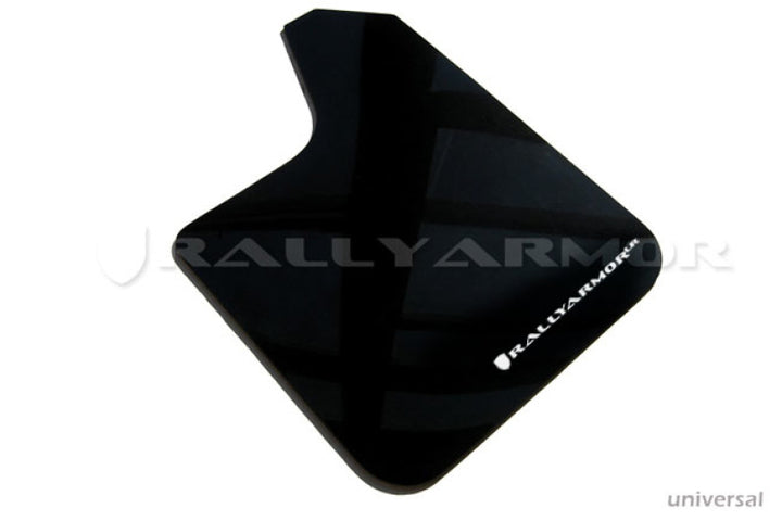 Rally Armor Universal Fit (No Hardware) Black UR Mud Flap w/ White Logo - Bull Strap