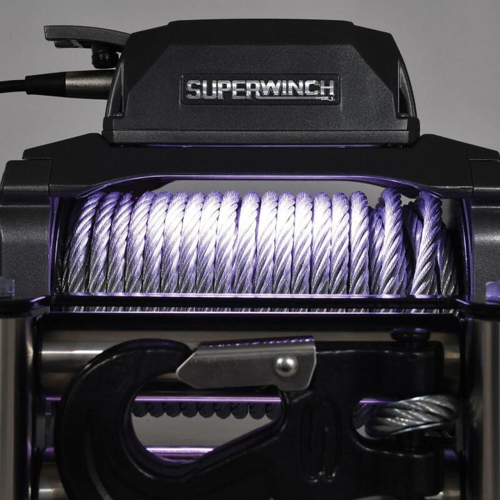 Superwinch 10000 LBS 12V DC 3/8in x 85ft Wire Rope SX 10000 Winch - Bull Strap