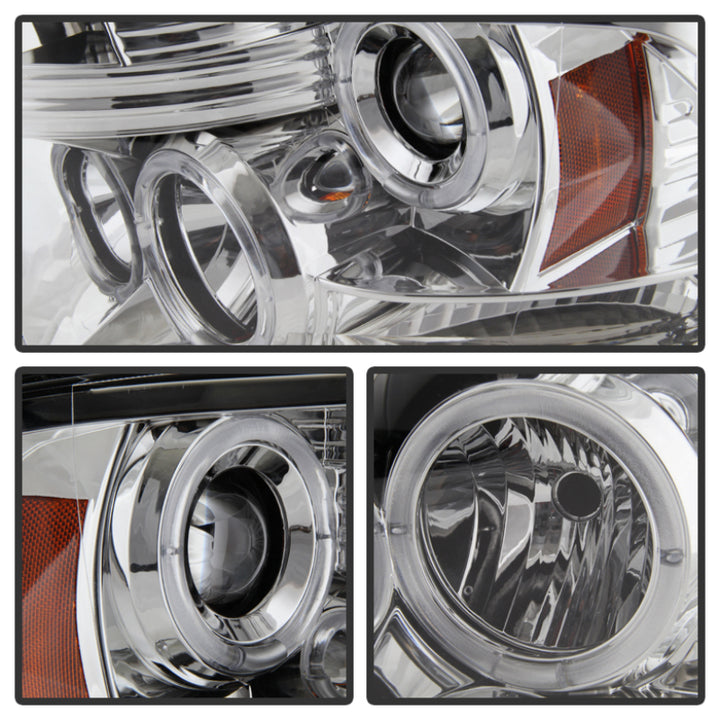 Spyder Dodge Ram 1500 09-14 10-14 Projector Headlights Halogen- LED Halo LED - Chrm PRO-YD-DR09-HL-C - Bull Strap