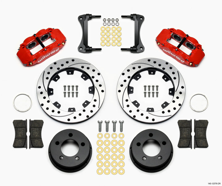 Wilwood Narrow Superlite 4R Front Kit 12.19in Drilled Red 87-89 Jeep YJ - Bull Strap