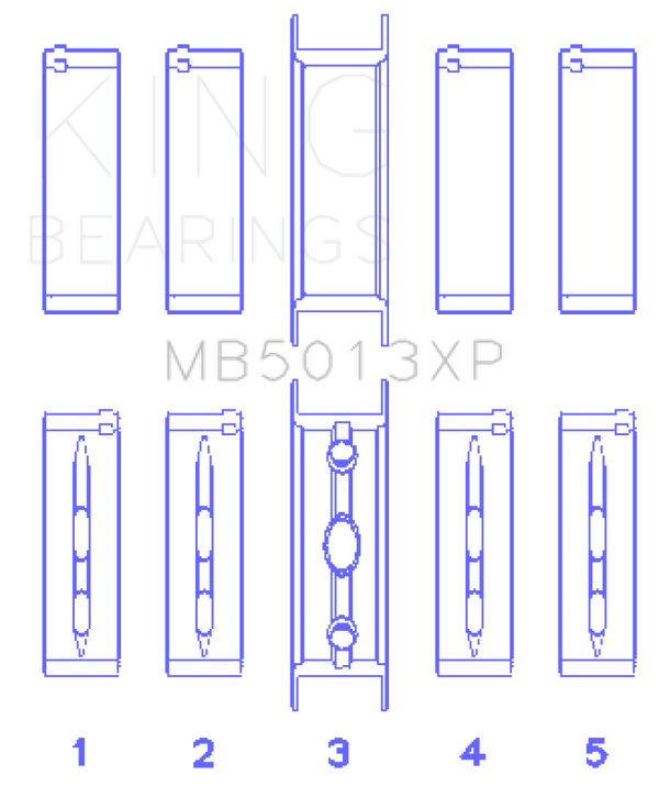 King Engine Bearings Chevy LS1/LS6/LS3 Performance Main Bearing Set - Size STDX - Bull Strap