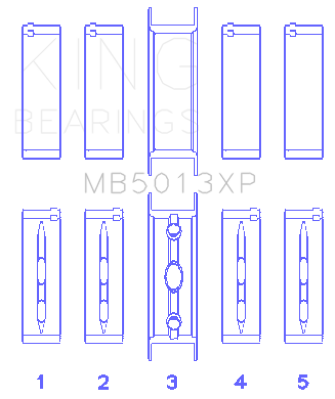 King Engine Bearings Chevy LS1/LS6/LS3 Performance Main Bearing Set - Size STDX - Bull Strap
