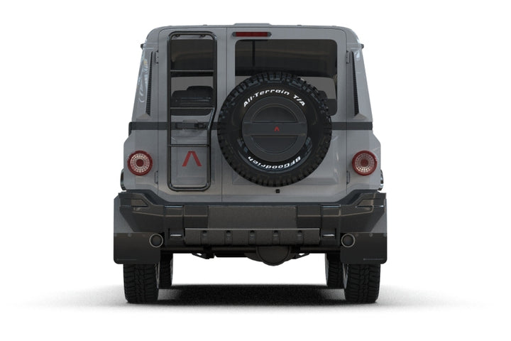 Rally Armor 23-25 Ineos Grenadier Black Mud Flap - Warm Grey Logo - Bull Strap