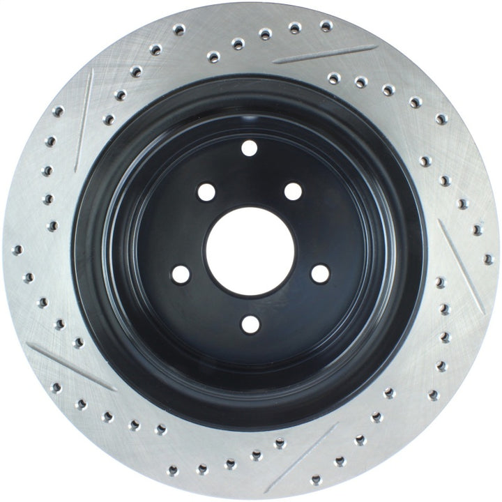 StopTech 09 Infiniti FX50 SportStop Slotted & Drilled Rear Left Rotor - Bull Strap