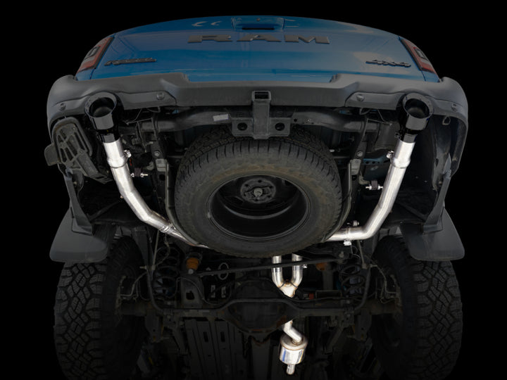AWE Tuning 19-21 RAM 1500 5.7L (w/Cutouts) 0FG Dual Rear Exit Cat-Back Exhaust - Diamond Black Tips - Bull Strap