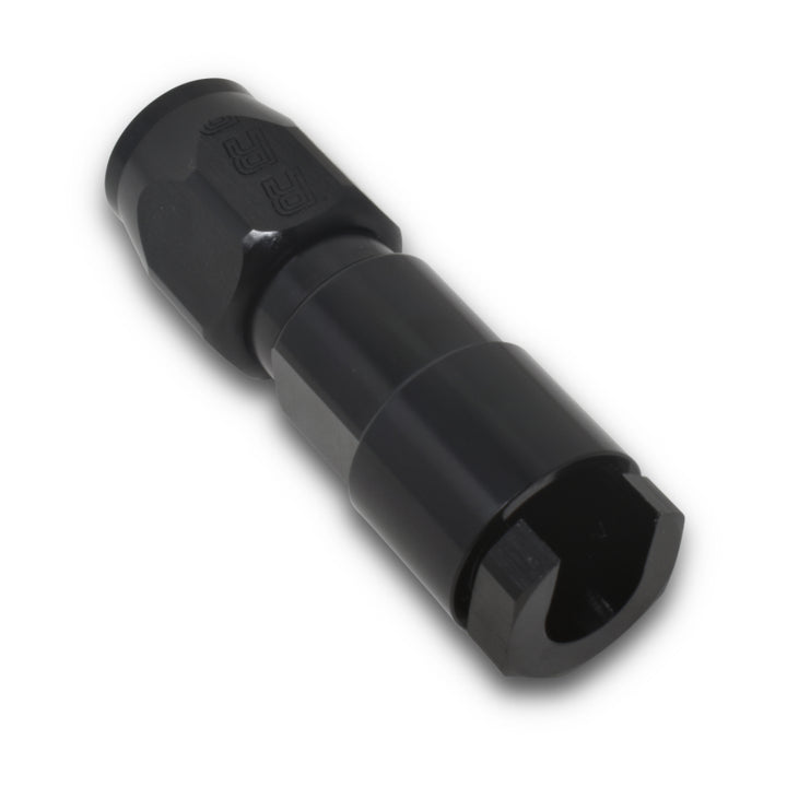 Russell Performance 3/8in SAE Quick Disc Female to -6 Hose Black Straight Hose End - Bull Strap