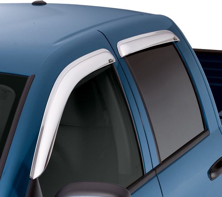 AVS 10-17 Chevy Equinox Ventvisor Outside Mount Front & Rear Window Deflectors 4pc - Chrome - Bull Strap