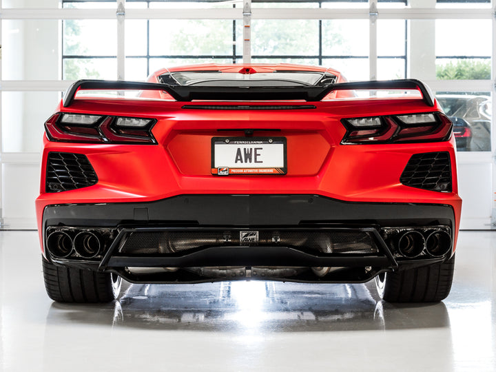 AWE Tuning 2020 Chevrolet Corvette (C8) Touring Edition Exhaust - Quad Diamond Black Tips - Bull Strap