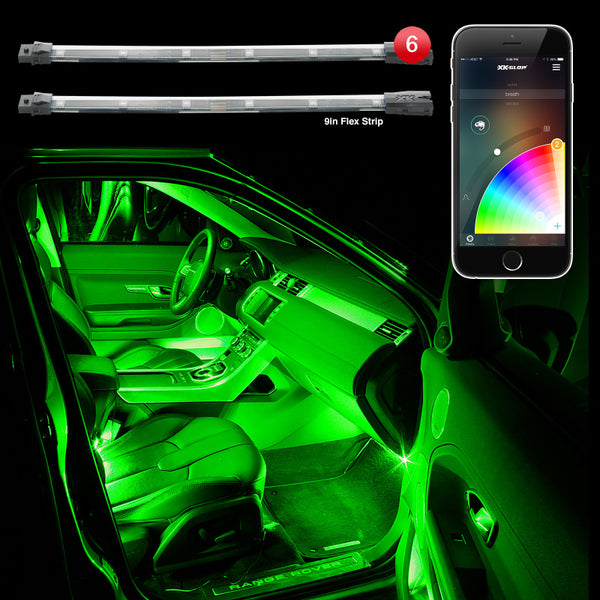 XK Glow Flex Strip Million Color XCHROME Smartphone App Controlled Undercar Kit 6x10In - Bull Strap