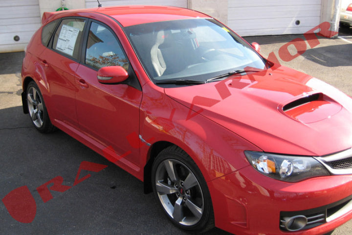 Rally Armor 08-11 Subaru STI (Hatch Only) / 11-14 WRX (Hatch Only) Black UR Mud Flap w/Red Logo - Bull Strap