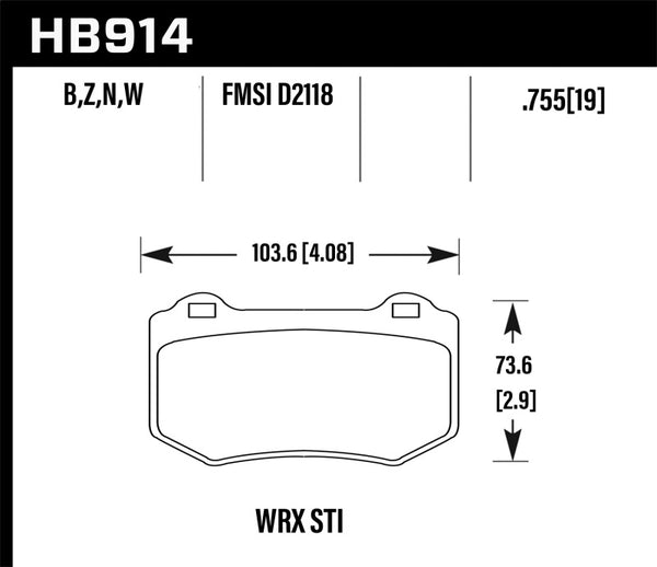 Hawk 2018 Subaru WRX STI HP Plus Rear Brake Pads - Bull Strap