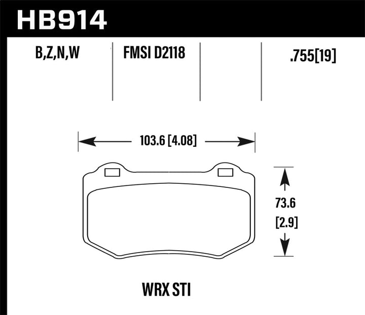 Hawk 2018 Subaru WRX STI HP Plus Rear Brake Pads - Bull Strap