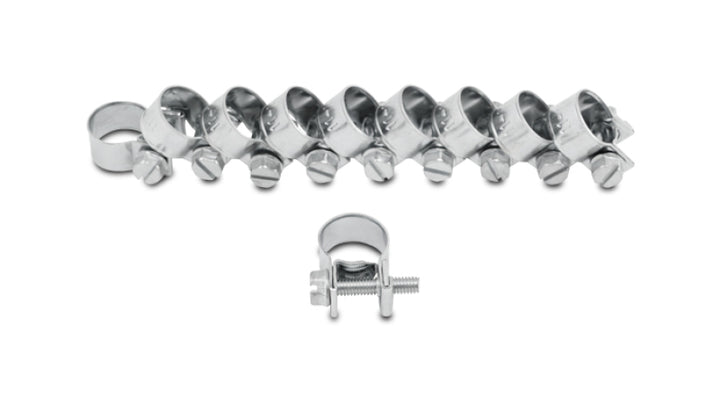 Vibrant Inj Style Mini Hose Clamps 15-17mm clamping range Pack of 10 Zinc Plated Mild Steel - Bull Strap