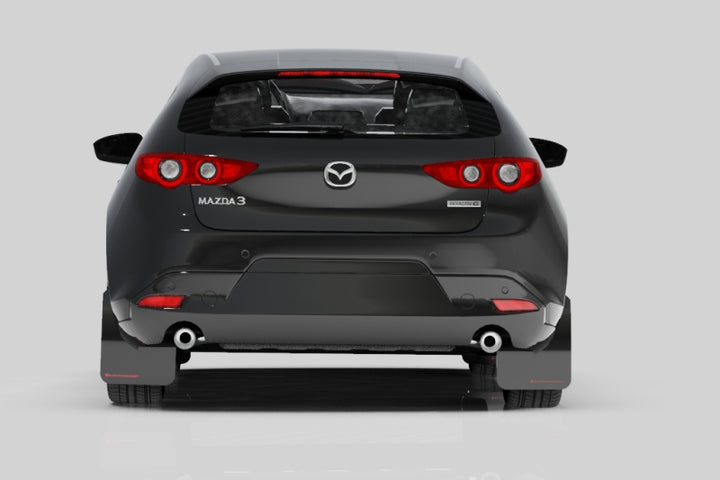 Rally Armor 19-25 Mazda3 Hatchback Black UR Mud Flap w/Red Logo - Bull Strap