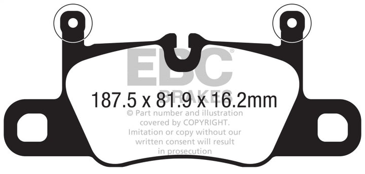 EBC 2016+ Porsche 911 (991/2 w/Cast Iron Rotors) 3.0TT Carrera Redstuff Rear Brake Pads - Bull Strap