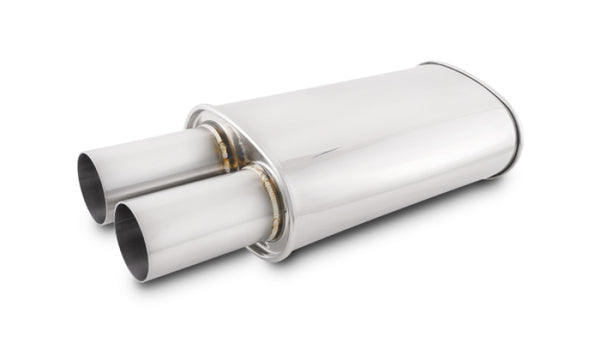 Vibrant Streetpower Oval Muffler w/3.00in Round Straight Cut Tip (2.50in Inlet) - Bull Strap