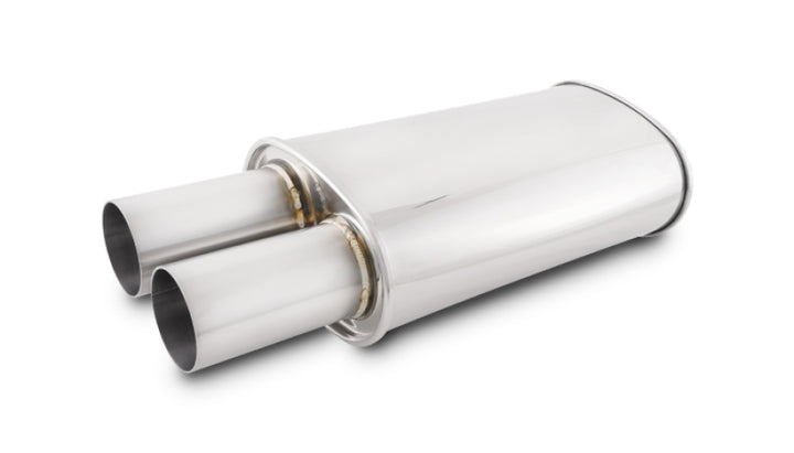 Vibrant Streetpower Oval Muffler w/3.00in Round Straight Cut Tip (2.50in Inlet) - Bull Strap