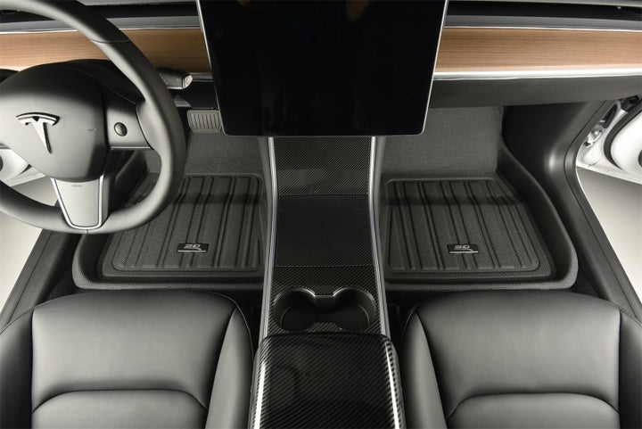 3D MAXpider 2020-2021 Tesla Model Y Elitect 1st & 2nd Row Floormats - Black - Bull Strap