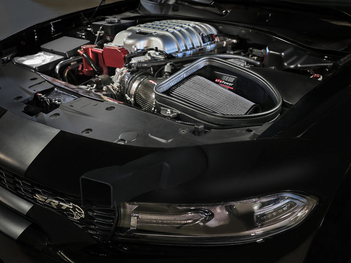 aFe Dodge Charger SRT Hellcat Redeye 21-23 V8-6.2L Track Series Stage-2 Carbon Fiber Intake System - Bull Strap