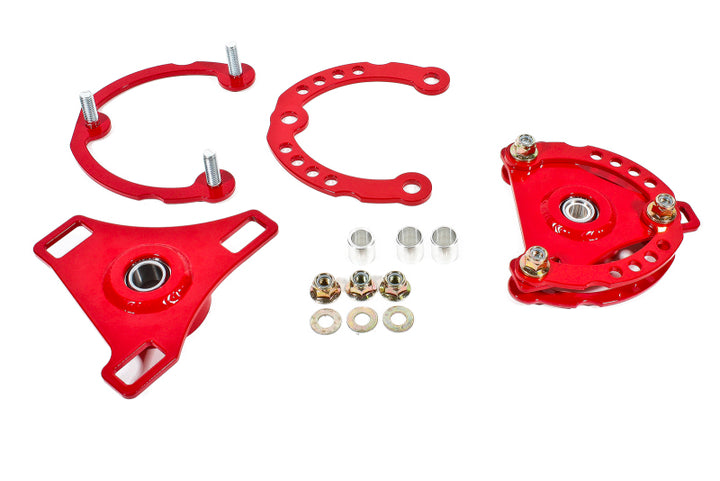BMR 15-17 S550 Mustang Caster Camber Plates - Red - Bull Strap