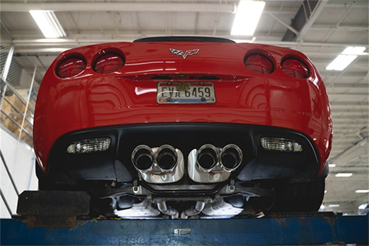 Corsa 06-13 Chevy Corvette C6 Z06 7.0L / 09-13 ZR1 6.2L Polished Axle-Back Exhaust w/4.5in Twin Tips - Bull Strap