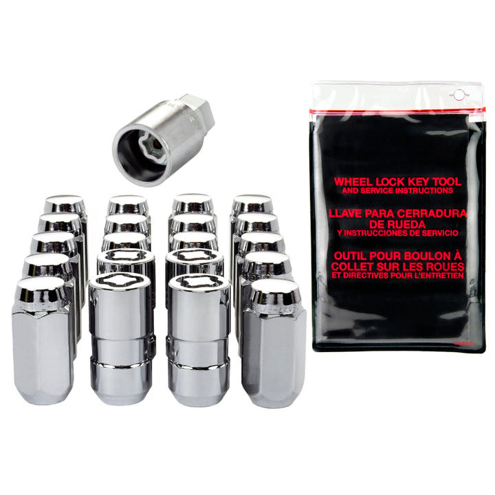 McGard 5 Lug Hex Install Kit w/Locks (Cone Seat Nut) M14X1.5 / 22mm Hex / 1.635in. Length - Chrome - Bull Strap