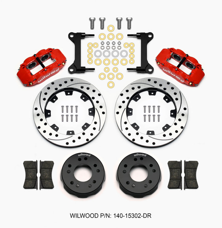 Wilwood Narrow Superlite 6R Front Kit 12.19in Drilled Red 63-87 C10 w/ Wilwood Pro Spindles - Bull Strap