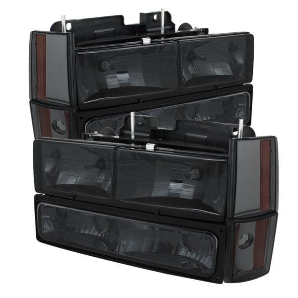 xTune GMC Yukon 92-93 Crystal Headlights w/ Corner & Bumper Smoke HD-JH-GMCCK88-AM-SM-SET - Bull Strap