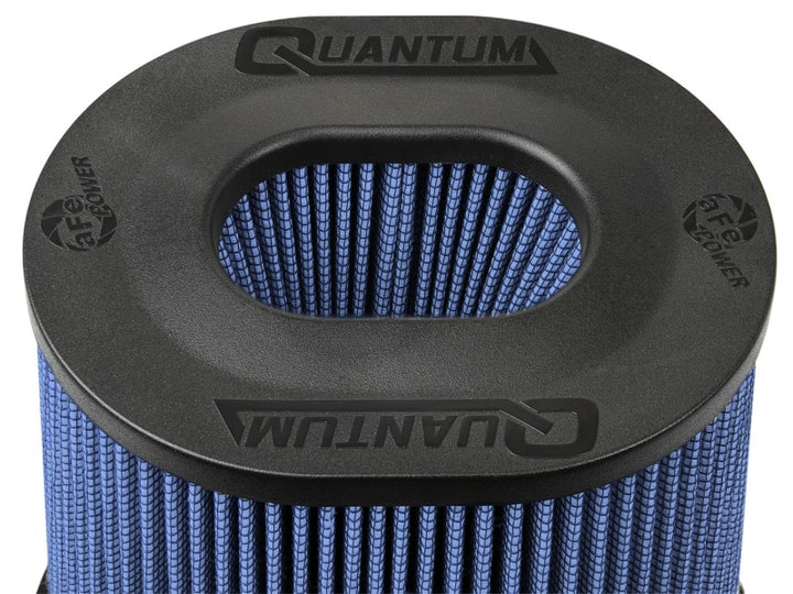 aFe Quantum Pro-5 R Air Filter Inverted Top - 5in Flange x 9in Height - Oiled P5R - Bull Strap