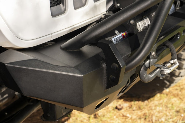 Rugged Ridge HD Bumper Stubby Front 07-18 Jeep Wrangler JK 18-20 Jeep Wrangler JL 2020 JT - Bull Strap