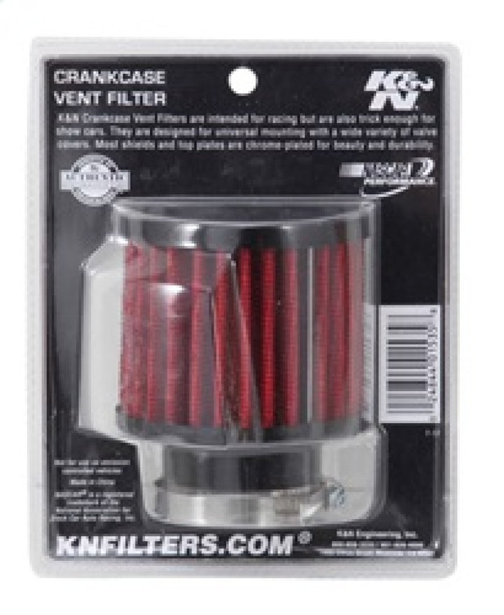 K&N 1.5in Flange ID x 3in OD x 2.5in H Rubber Base Crankcase Vent Filter - Bull Strap