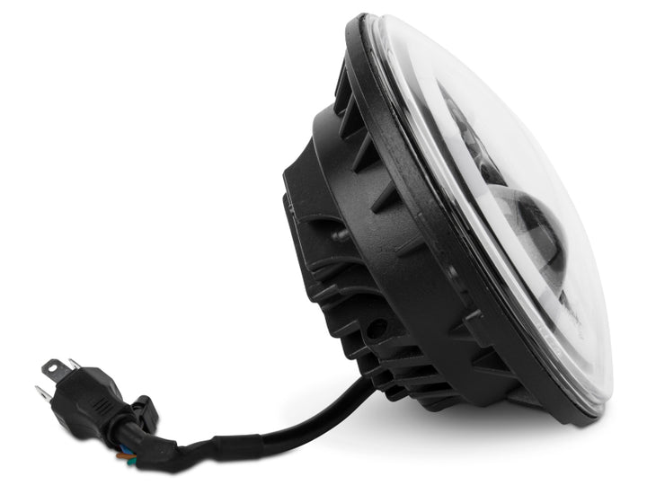 Raxiom 97-18 Jeep Wrangler TJ/JK Axial Halo Headlights w/ DRL Amber Signals- Blk Hsng (Clear Lens) - Bull Strap