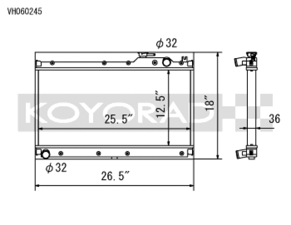 Koyo 89-97 Mazda MX-5 Miata 1.6/1.8L (MT) Radiator - Bull Strap