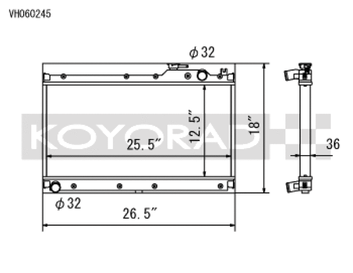 Koyo 89-97 Mazda MX-5 Miata 1.6/1.8L (MT) Radiator - Bull Strap