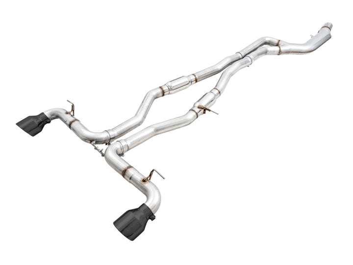 AWE 2020 Toyota Supra A90 Resonated Track Edition Exhaust - 5in Diamond Black Tips - Bull Strap