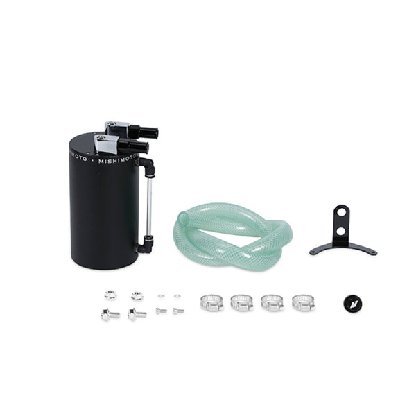 Mishimoto Large Aluminum Oil Catch Can - Wrinkle Black - Bull Strap