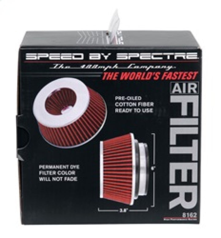 Spectre Adjustable Conical Air Filter 2-1/2in. Tall (Fits 3in. / 3-1/2in. / 4in. Tubes) - Red - Bull Strap