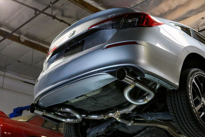 Remark 2022+ Honda Civic Sport Sedan (FE2) Catback Exhaust - Dual Burnt Stainless Steel Tips - Bull Strap