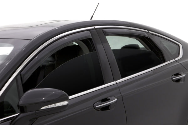 AVS 13-18 Ford Fusion Ventvisor In-Channel Front & Rear Window Deflectors 4pc - Smoke - Bull Strap
